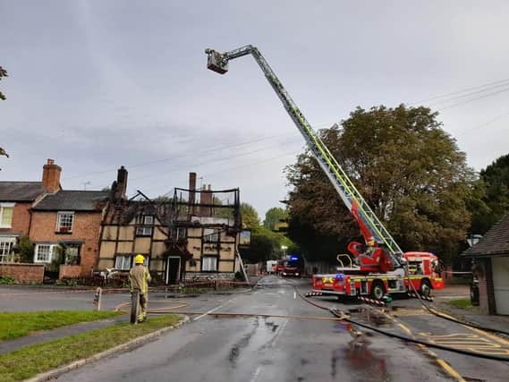 The fire ripped through the pub in Wellesbourne