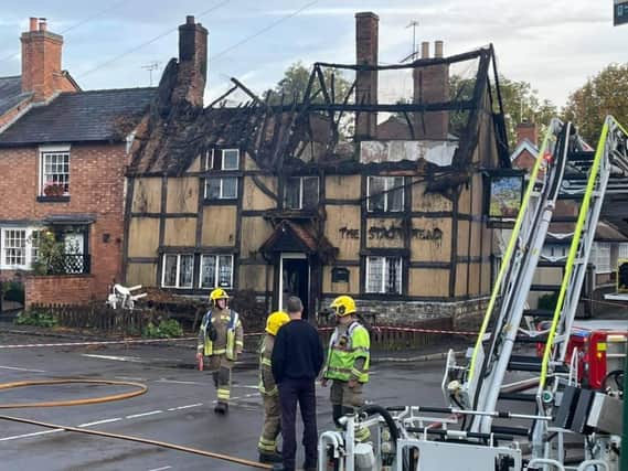 The Stags Head in Wellesbourne after the fire on Sunday night. Photo courtesy of Nick Simmons.