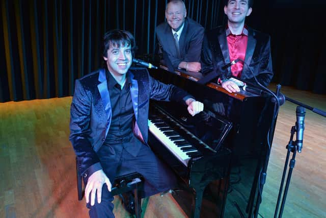 Opening night with (centre) Bradley Woodward and West End performers Dominic Ferris and Martin Milnes at Hall Park Theatre.
PICTURE: ANDREW CARPENTER