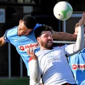 Omar Recci in defence   PICTURES BY MARTIN PULLEY