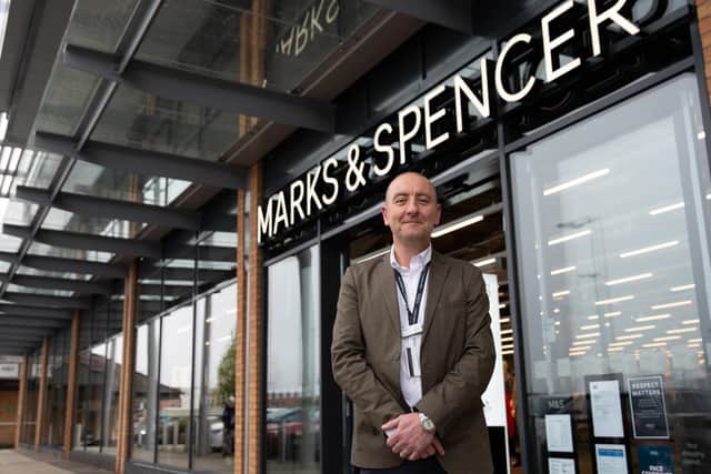 Store manager Russ Tatton outside the new M&S at the Leamington Shopping Park.