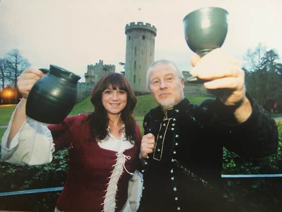 Entertainer Dave Moylan, aka Lord Bagshot, and Nikki Olorenshaw promoting a previous fundraising event she had held at Warwick Castle.
