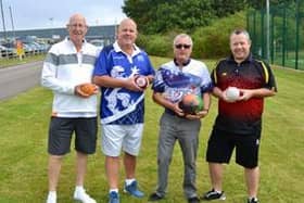 Keen to encourage newcomers to try bowls  - Phil Bale (Grange), Alex Marshall, Martin Webster and David Bolt