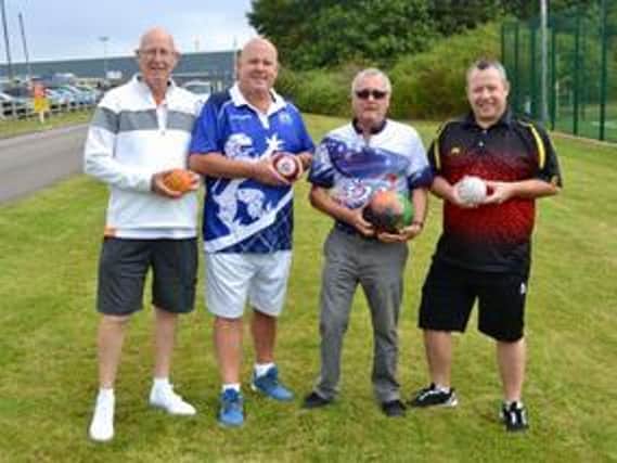 Keen to encourage newcomers to try bowls - Phil Bale (Grange), Alex Marshall, Martin Webster and David Bolt