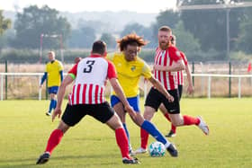 Jay Lawes scored a hat-trick for Southam United on his debut against Bure Park  (Picture by Marie Price)