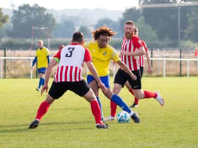 Jay Lawes scored a hat-trick for Southam United on his debut against Bure Park  (Picture by Marie Price)