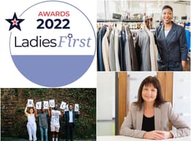 Warwickshire businesses are being invited to enter a new-look awards dedicated to recognising growth and resilience throughout the pandemic. Top right shows Patricia White (photo by credit@hank&margotuk), bottom right shows Tracey McAtmney and  bottom left shows an image promoting St Basil's 'I can' campaign.