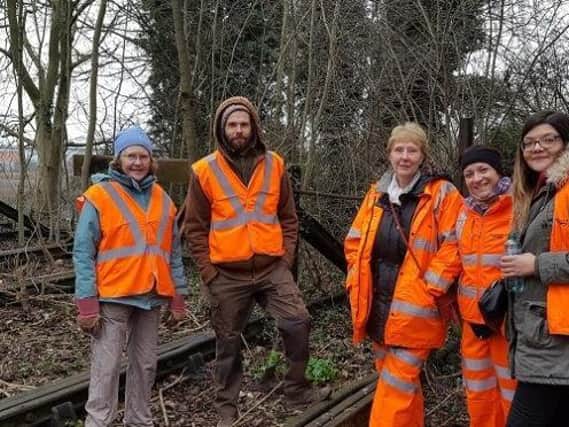 Some of the Friends of Foundry Wood Trustees and Network Rail staff on the sidings.