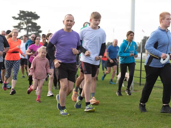 Photo from the first weekly parkrun event at the Dallas Burston Polo Club in Southam on Saturday (October 16). Credit:  Michael Jenkins.