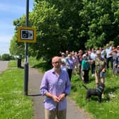 Warwick and Leamington MP Matt Western with some of the Woodloes residents who are against the plans for the new 5G mast. Photo supplied