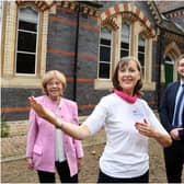 From the left, Cllr Izzi Seccombe (Warwickshire County Council), Julia Mitchell and
Adam Plumb (CWLEP Growth Hub). Photo supplied