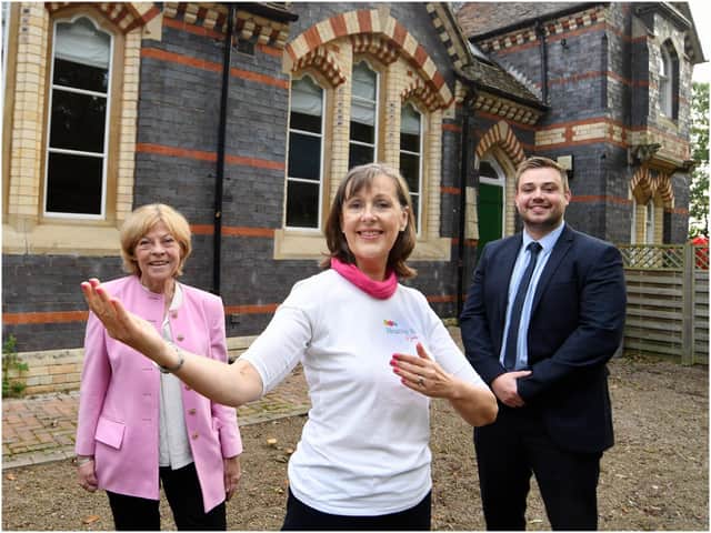From the left, Cllr Izzi Seccombe (Warwickshire County Council), Julia Mitchell and
Adam Plumb (CWLEP Growth Hub). Photo supplied
