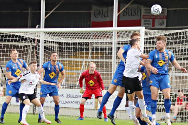 Leamington picked up their last league point in a 1-1 draw at Hereford on September 25 and after their FA Cup run and free weekend are keen to add to their tally in their two games this week  Picture by Sally Ellis