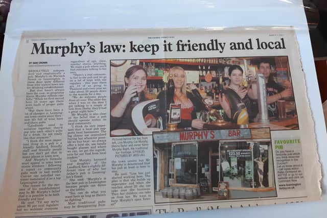 Kevin has scrap books which include newspaper clippings from stories about him and Murphy's Bar over the years.