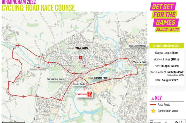 The road race route map. Image supplied by Birmingham 2022