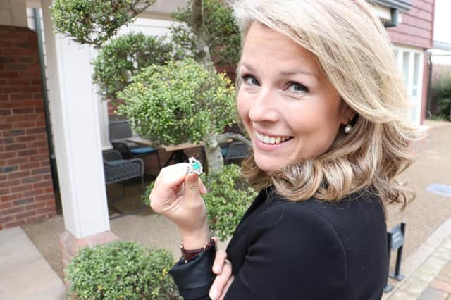 Christina poses with the Art Deco ring. Photo supplied