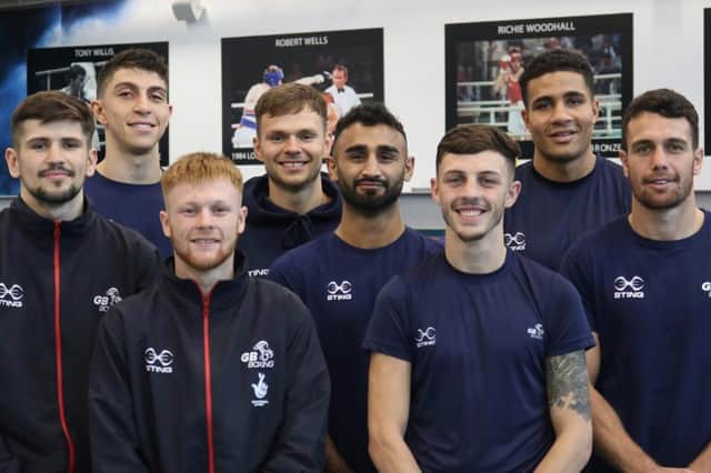 Lewis Williams (back left) with his GB Boxing team mates ahead of their trip to Belgrade last week