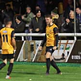 Jack Lane celebrates with Kieran Cook in Brakes win over Farsley Celtic   PICTURES BY SALLY ELLIS