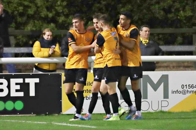 Celebrations after Dan Turner's goal
