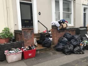 One of the piles of rubbish outside homes in Leamington