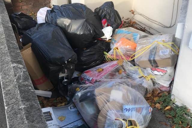 One of the piles of rubbish outside homes in Leamington