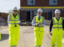 Mr Pawsey (centre) with Richard Coppell (right) and Nigel Hugill (left) of Urban&Civic at Houlton.