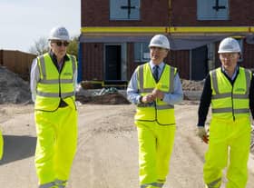 Mr Pawsey (centre) with Richard Coppell (right) and Nigel Hugill (left) of Urban&Civic at Houlton.