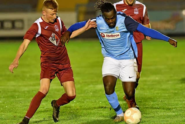 Edwin Ahenkorah in attack against Long Buckby