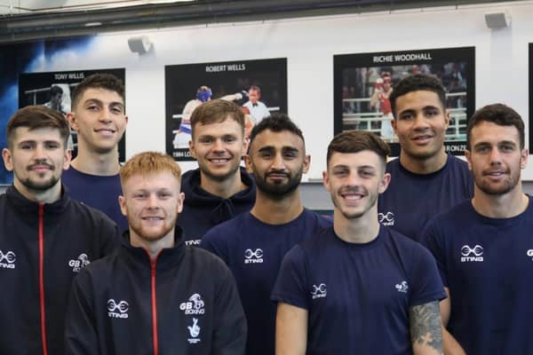 Lewis Williams (back left) with the England squad for the world championships