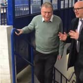 Cllr John Holland with Warwick and Leamington MP Matt Western at Warwick railway station in 2019. Photo supplied