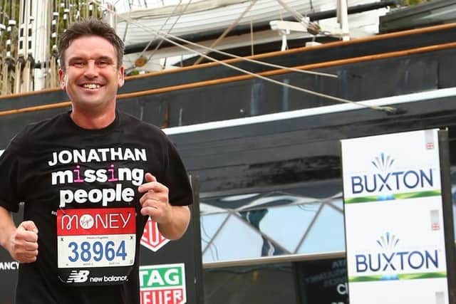 Jonathan Blower running the London Marathon to support the Missing People charity.