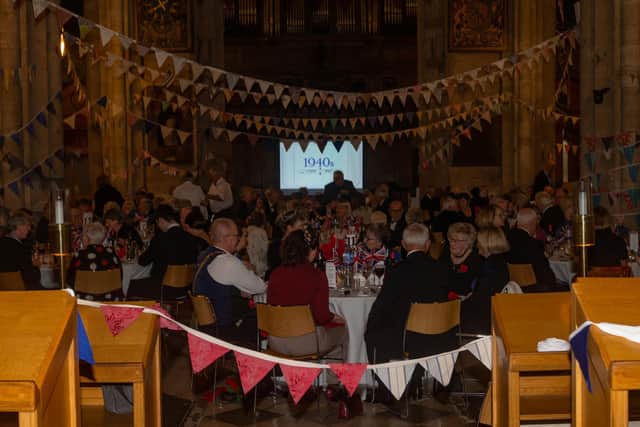 Over 100 guests got together to belatedly commemorate the 75th anniversary of VE Day at a dinner in St Mary’s Church, Warwick. Photo by Katie Jones - https://katiejonesartstudio.squarespace.com
