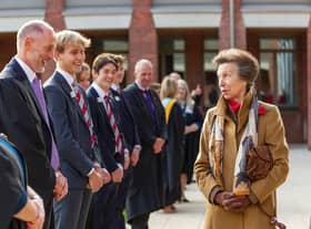 The Princess talks with James Barker, Head Master of Warwick School