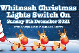 Poster for the Whitnash Christmas lights switch-on event.