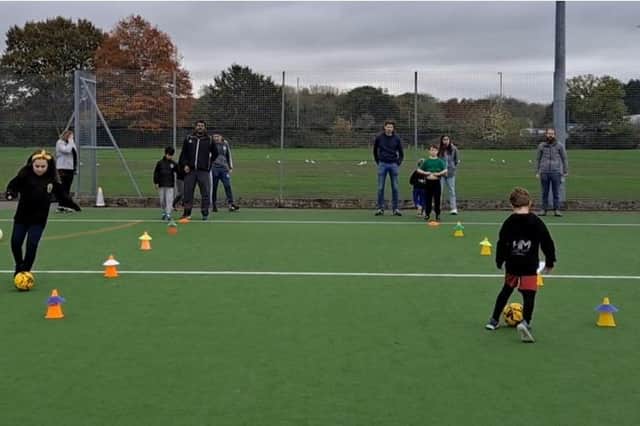 A disability football training session with Leamington FC at Aylesford School.