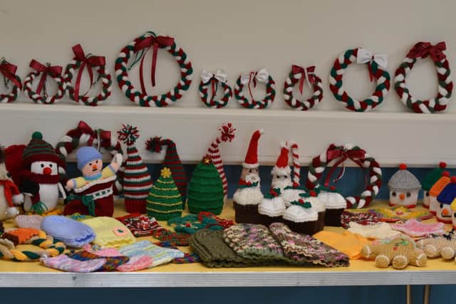 Some of the knitted gifts that will be for sale on the day. Photo supplied