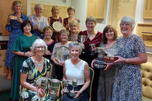 Rugby Golf Club ladies prize winners with (seated) Club President Judith Pegler and  Lady Captain Sue Tura