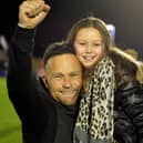 Rugby Town Youth Team manager Liam O'Neill celebrating after their second-round win over Morecambe   PICTURE BY MARTIN PULLEY