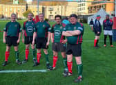 Commons and Lords Parliamentary Rugby players (L-R Mark Pawsey MP, Matt Warman MP, Sam Tarry MP, Johnny Mercer MP and Lord Addington)