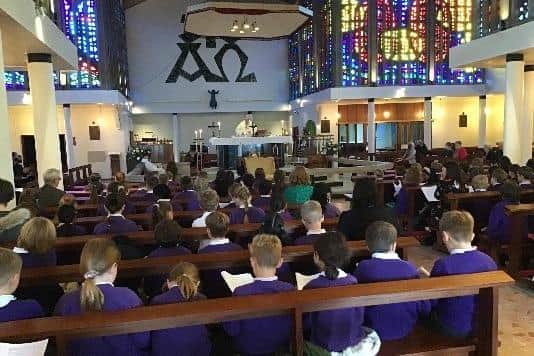 The mass held at the Church of Our Lady to celebrate the 60th anniversary of the opening of Our Lady and St Teresa's Catholic Primary School in Cubbington.