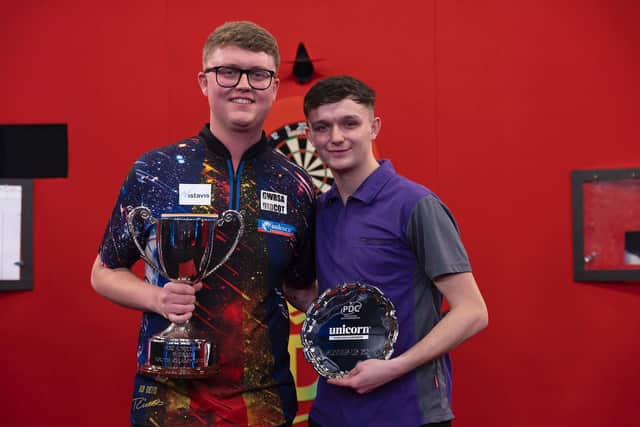 Ted Evetts Darts Unicorn World Youth Champion and runner-up Nathan Rafferty (Picture: Lawrence Lustig PDC)