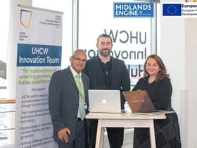 Jim Vithanage (CWLEP Growth Hub), Tom Screen (Everyware) and Annette MacDougall (Everyware)