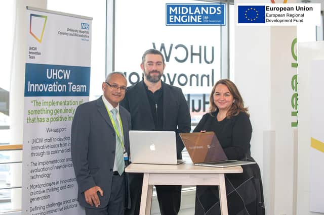 Jim Vithanage (CWLEP Growth Hub), Tom Screen (Everyware) and Annette MacDougall (Everyware)