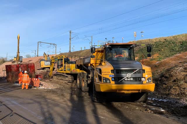 Machinery on site at Hillmorton Junction landslip repair. Photo courtesy of Network Rail.