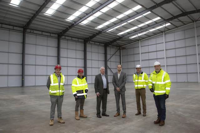 Right to left: Eddie Riley and Adrian Barron of Benniman Construction,  Paul Shanley of Clowes Developments, Laurie Taylor of Manx Healthcare, David Postins of Postins Project Services Ltd and Brett Adams. Photo supplied