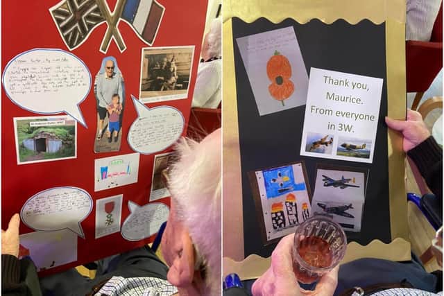 Maurice Bennett looking through the project by the pupils at Balsall Common school. Photos supplied