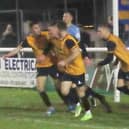 Celebrating Kelsey Mooney's goal against Bradford Park Avenue PICTURES BY SALLY ELLIS