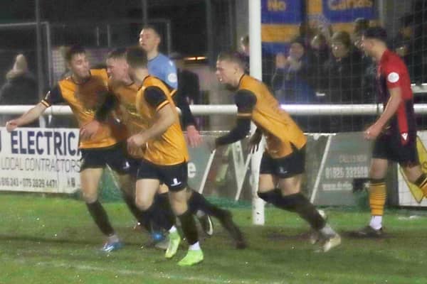 Celebrating Kelsey Mooney's goal against Bradford Park Avenue PICTURES BY SALLY ELLIS