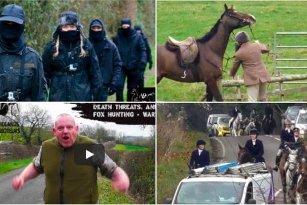 Hunt saboteurs have released a video of what they believe is an illegal fox hunt which contains 'death threats, animal abuse and road chaos'. The hunt says activity was lawful and members are experienced dog and horse lovers.