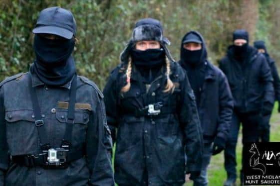 Warwickshire Hunt released this photo of hunt saboteurs questioning their motives and 'constantly fabricated, highly edited stories'